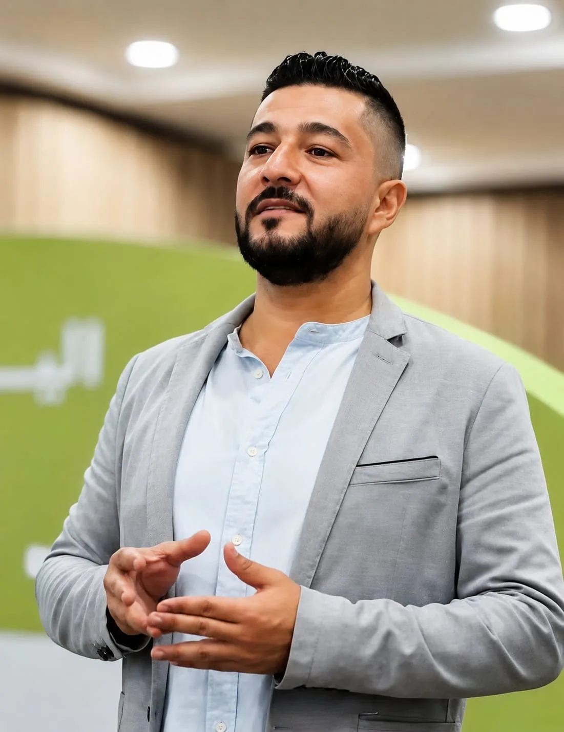 أحمد مهنا، مدرّب ذكاء اصطناعي في دبي، خلال ورشة تدريبية